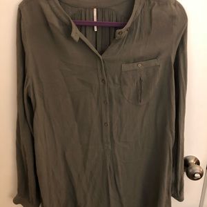 Free people army green flowy blouse